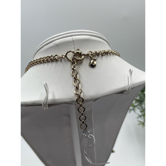 J. Crew Red Pink Peach Gold Tone Layered Multi Strand Rhinestone Necklace - Picture 10 of 14